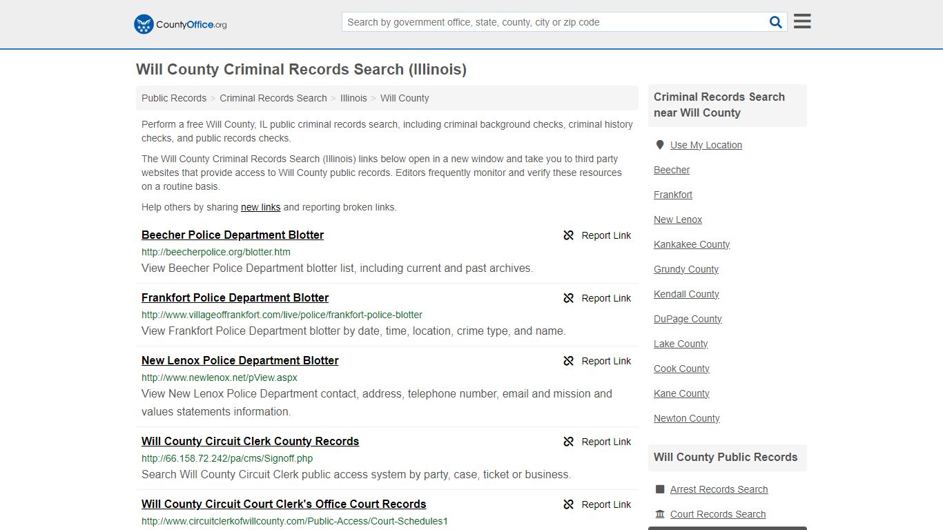 Will County Criminal Records Search (Illinois) - County Office